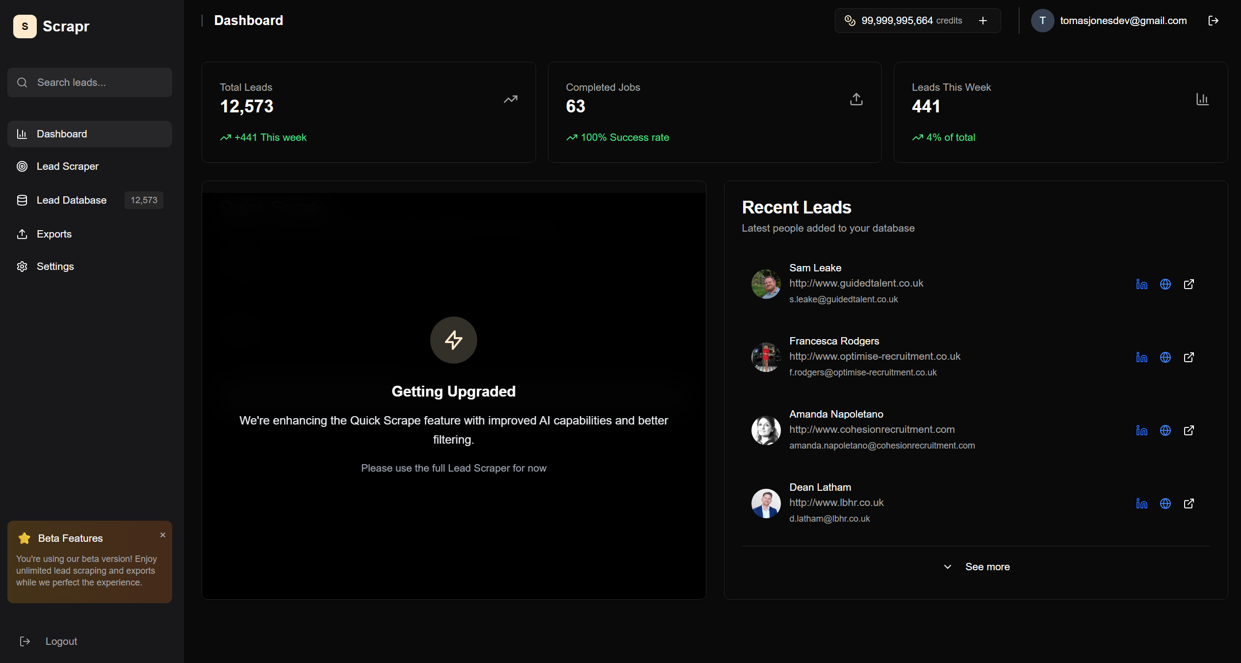 Scrapr.io SaaS Platform